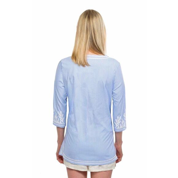 Gretchen Scott Embroidered Pinstripe Tunic - The Reef Sz L - Picture 9 of 9